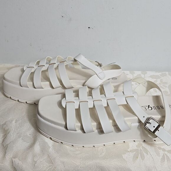 Rouge White Strappy Platform Sandals - Picture 5 of 8